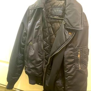 Zara Navy Puffer Bomber Jacket